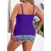 imageB2prity Women Plus Size Tankini Swimsuits Tummy Control Two Piece Bathing Suit Ruffled Flounce Swimwear with ShortsLavender Purple