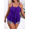imageB2prity Women Plus Size Tankini Swimsuits Tummy Control Two Piece Bathing Suit Ruffled Flounce Swimwear with ShortsLavender Purple