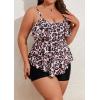 imageB2prity Women Plus Size Tankini Swimsuits Tummy Control Two Piece Bathing Suit Ruffled Flounce Swimwear with ShortsLeopard