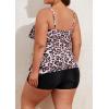 imageB2prity Women Plus Size Tankini Swimsuits Tummy Control Two Piece Bathing Suit Ruffled Flounce Swimwear with ShortsLeopard