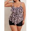 imageB2prity Women Plus Size Tankini Swimsuits Tummy Control Two Piece Bathing Suit Ruffled Flounce Swimwear with ShortsLeopard