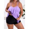 imageB2prity Women Plus Size Tankini Swimsuits Tummy Control Two Piece Bathing Suit Ruffled Flounce Swimwear with ShortsLight Purple