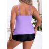 imageB2prity Women Plus Size Tankini Swimsuits Tummy Control Two Piece Bathing Suit Ruffled Flounce Swimwear with ShortsLight Purple