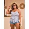 imageB2prity Women Plus Size Tankini Swimsuits Tummy Control Two Piece Bathing Suit Ruffled Flounce Swimwear with ShortsOrange Floral