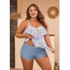 imageB2prity Women Plus Size Tankini Swimsuits Tummy Control Two Piece Bathing Suit Ruffled Flounce Swimwear with ShortsOrange Floral