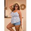 imageB2prity Women Plus Size Tankini Swimsuits Tummy Control Two Piece Bathing Suit Ruffled Flounce Swimwear with ShortsOrange Floral