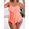 imageB2prity Women Plus Size Tankini Swimsuits Tummy Control Two Piece Bathing Suit Ruffled Flounce Swimwear with ShortsPeach