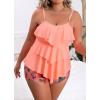 imageB2prity Women Plus Size Tankini Swimsuits Tummy Control Two Piece Bathing Suit Ruffled Flounce Swimwear with ShortsPeach