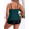 imageB2prity Women Plus Size Tankini Swimsuits Tummy Control Two Piece Bathing Suit Ruffled Flounce Swimwear with ShortsPeacock Green  Black
