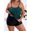imageB2prity Women Plus Size Tankini Swimsuits Tummy Control Two Piece Bathing Suit Ruffled Flounce Swimwear with ShortsPeacock Green  Black