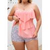 imageB2prity Women Plus Size Tankini Swimsuits Tummy Control Two Piece Bathing Suit Ruffled Flounce Swimwear with ShortsPink  Black Spot