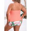 imageB2prity Women Plus Size Tankini Swimsuits Tummy Control Two Piece Bathing Suit Ruffled Flounce Swimwear with ShortsPink green white