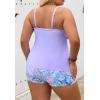 imageB2prity Women Plus Size Tankini Swimsuits Tummy Control Two Piece Bathing Suit Ruffled Flounce Swimwear with ShortsPurple Leaf Print