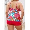 imageB2prity Women Plus Size Tankini Swimsuits Tummy Control Two Piece Bathing Suit Ruffled Flounce Swimwear with ShortsRed Floral