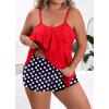 imageB2prity Women Plus Size Tankini Swimsuits Tummy Control Two Piece Bathing Suit Ruffled Flounce Swimwear with ShortsRed white Dots