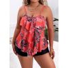 imageB2prity Women Plus Size Tankini Swimsuits Tummy Control Two Piece Bathing Suit Ruffled Flounce Swimwear with ShortsRedwhite