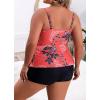 imageB2prity Women Plus Size Tankini Swimsuits Tummy Control Two Piece Bathing Suit Ruffled Flounce Swimwear with ShortsRedwhite