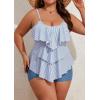 imageB2prity Women Plus Size Tankini Swimsuits Tummy Control Two Piece Bathing Suit Ruffled Flounce Swimwear with ShortsStripe