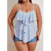 imageB2prity Women Plus Size Tankini Swimsuits Tummy Control Two Piece Bathing Suit Ruffled Flounce Swimwear with ShortsStripe