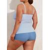 imageB2prity Women Plus Size Tankini Swimsuits Tummy Control Two Piece Bathing Suit Ruffled Flounce Swimwear with ShortsStripe