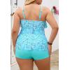 imageB2prity Women Plus Size Tankini Swimsuits Tummy Control Two Piece Bathing Suit Ruffled Flounce Swimwear with ShortsTeal Floral