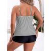 imageB2prity Women Plus Size Tankini Swimsuits Tummy Control Two Piece Bathing Suit Ruffled Flounce Swimwear with ShortsWhite Stripe