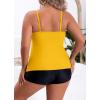 imageB2prity Women Plus Size Tankini Swimsuits Tummy Control Two Piece Bathing Suit Ruffled Flounce Swimwear with ShortsYellow