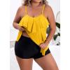 imageB2prity Women Plus Size Tankini Swimsuits Tummy Control Two Piece Bathing Suit Ruffled Flounce Swimwear with ShortsYellow
