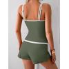 imageB2prity Womens Tankini Swimsuits Sporty Tummy Control Two Piece Bathing Suit Color Block Ruched SwimwearArmy Green white