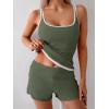imageB2prity Womens Tankini Swimsuits Sporty Tummy Control Two Piece Bathing Suit Color Block Ruched SwimwearArmy Green white