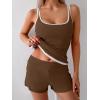 imageB2prity Womens Tankini Swimsuits Sporty Tummy Control Two Piece Bathing Suit Color Block Ruched SwimwearBrown white
