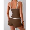 imageB2prity Womens Tankini Swimsuits Sporty Tummy Control Two Piece Bathing Suit Color Block Ruched SwimwearBrown white