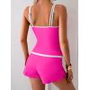 imageB2prity Womens Tankini Swimsuits Sporty Tummy Control Two Piece Bathing Suit Color Block Ruched SwimwearHot Pink