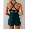imageB2prity Womens Tankini Swimsuits Tummy Control Ruched Two Piece Bathing Suit V Neck Wrap Tie Back Swimwear with ShortsPeacock Green