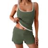 imageB2prity Womens Tankini Swimsuits Sporty Tummy Control Two Piece Bathing Suit Color Block Ruched SwimwearArmy Green white