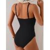imageB2prity One Piece Swimsuit Tummy Control Criss Cross Bathing Suit Slimming Ruched Swim Suit Push Up V Neck SwimwearBlack