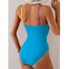 imageB2prity One Piece Swimsuit Tummy Control Criss Cross Bathing Suit Slimming Ruched Swim Suit Push Up V Neck SwimwearPurple Yellow Blue