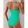imageB2prity One Piece Swimsuit Tummy Control Criss Cross Bathing Suit Slimming Ruched Swim Suit Push Up V Neck SwimwearTeal