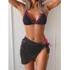 imageB2prity Womens Bikini Sets 3 Piece Swimsuit Halter Triangle Mesh Sarong Wraps Bathing Suit with CoverupsBlack Pink Block