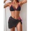 imageB2prity Womens Bikini Sets 3 Piece Swimsuit Halter Triangle Mesh Sarong Wraps Bathing Suit with CoverupsBlack Pink Block