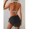 imageB2prity Womens Bikini Sets 3 Piece Swimsuit Halter Triangle Mesh Sarong Wraps Bathing Suit with CoverupsBlack White Block