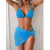 imageB2prity Womens Bikini Sets 3 Piece Swimsuit Halter Triangle Mesh Sarong Wraps Bathing Suit with CoverupsBlue