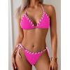 imageB2prity Womens Bikini Sets 3 Piece Swimsuit Halter Triangle Mesh Sarong Wraps Bathing Suit with CoverupsHot Pink