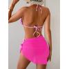 imageB2prity Womens Bikini Sets 3 Piece Swimsuit Halter Triangle Mesh Sarong Wraps Bathing Suit with CoverupsHot Pink