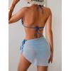 imageB2prity Womens Bikini Sets 3 Piece Swimsuit Halter Triangle Mesh Sarong Wraps Bathing Suit with CoverupsLight Blue