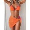 imageB2prity Womens Bikini Sets 3 Piece Swimsuit Halter Triangle Mesh Sarong Wraps Bathing Suit with CoverupsOrange