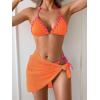 imageB2prity Womens Bikini Sets 3 Piece Swimsuit Halter Triangle Mesh Sarong Wraps Bathing Suit with CoverupsOrange