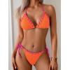 imageB2prity Womens Bikini Sets 3 Piece Swimsuit Halter Triangle Mesh Sarong Wraps Bathing Suit with CoverupsOrange