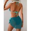 imageB2prity Womens Bikini Sets 3 Piece Swimsuit Halter Triangle Mesh Sarong Wraps Bathing Suit with CoverupsPeacock Blue