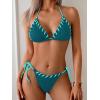 imageB2prity Womens Bikini Sets 3 Piece Swimsuit Halter Triangle Mesh Sarong Wraps Bathing Suit with CoverupsPeacock Blue